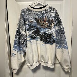 Art unlimited vintage Scenic Winter Crewneck Sweatshirt with pockets xxl rare!!!